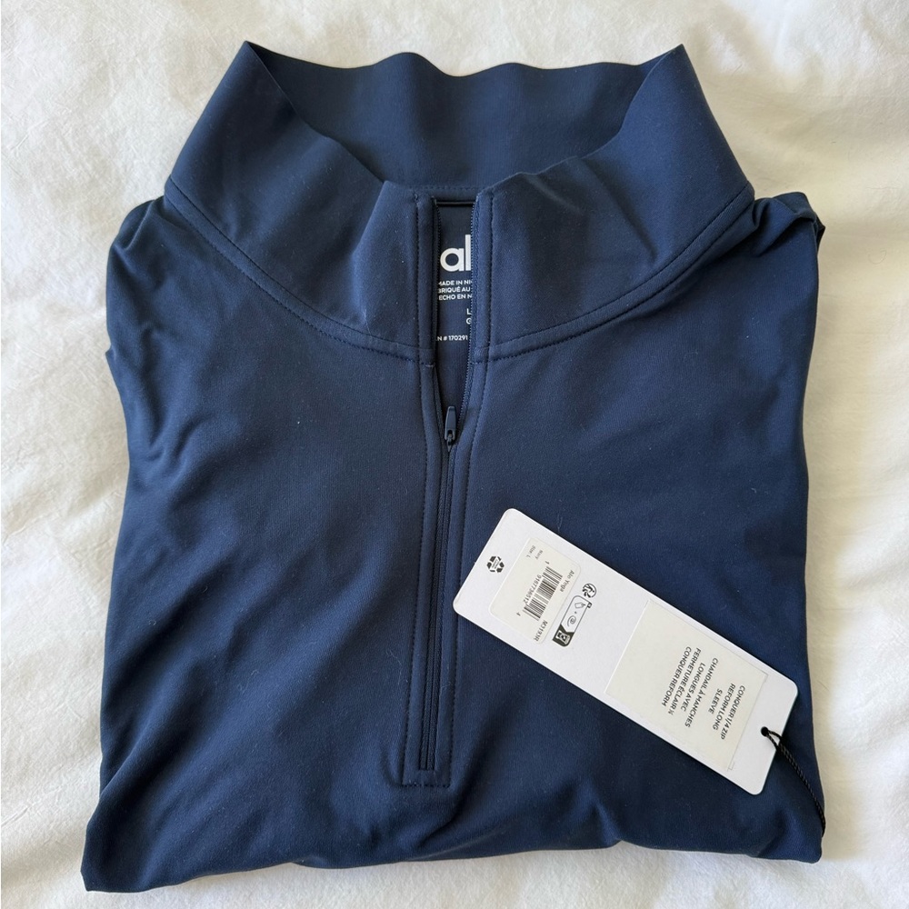 Navy Quarter-Zip Pullover NWT - image 2